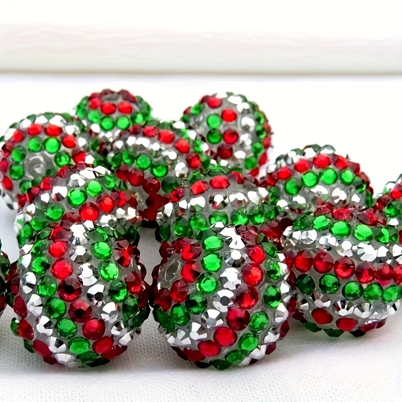 

30pcs 16mm Resin Imitation Diamond Ball Beads Big Red Dark Green White K Christmas Beads Diy Jewelry Accessories