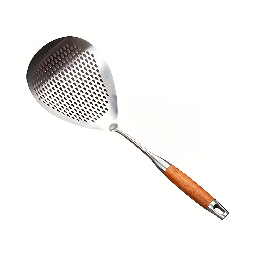TEMU Stainless Steel Large-hole Skimmer Spoon - Frying, Hot Pot & Baking - Essential Kitchen Strainer Accessory Father Gift
