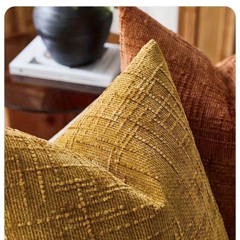 4pcs of Luxury Chenille Pillowcases - Double-sided Bamboo Joint Design, Zipper Closure, Soft Texture Fabric, Modern Style Decorative Cushion Covers Suitable for Sofas and Bedrooms Home Decoration Embellishments, Elegant Room Accessories, Texture