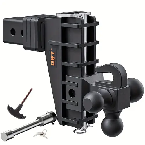 2 5 receiver trailer hitch with hook 6 drop adjustable towing hitch 18500lbs tri ball 1 7 8 x 5 16