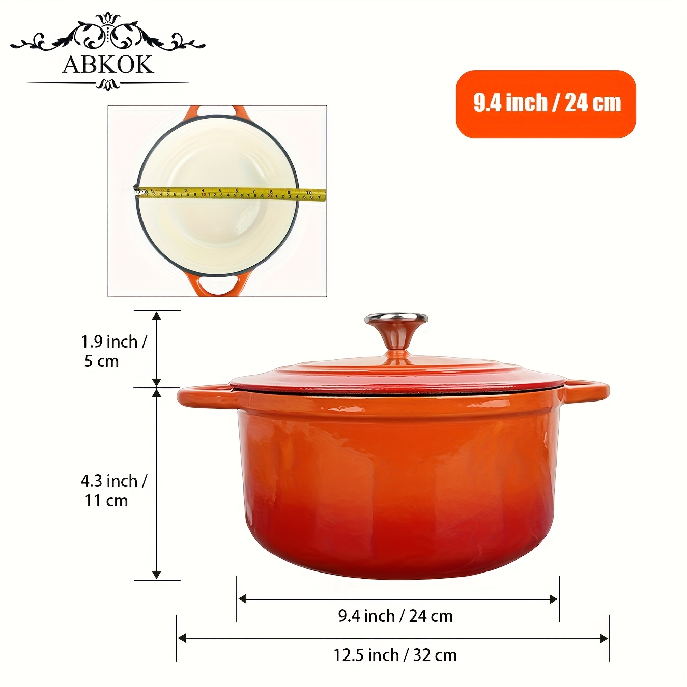 Enameled Cast Iron Dutch Oven With Lid- Nonstick Soup Pot 4.2qt-heavy Duty & Oven Up To 500&deg; F For Bread Baking, Braising, , Roasting-home Kitchen Cookware