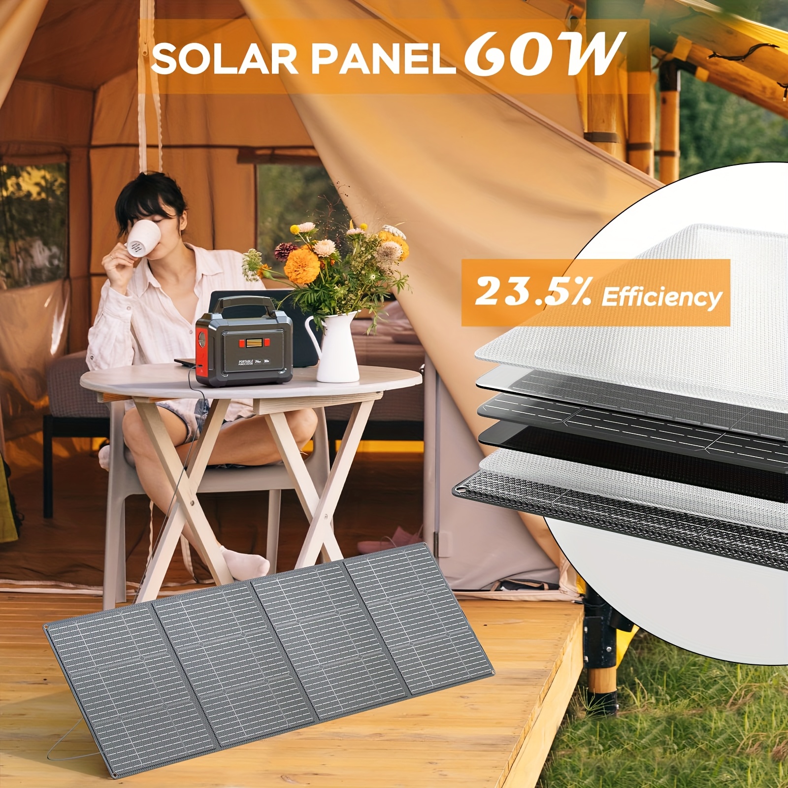 portable power station 200w 300w   camping solar generator 155wh 167wh 296wh power bank with 30 60w solar panel with ac outlet 110v with multi output led flashlights for cpap   hurricane emergency Product details 4