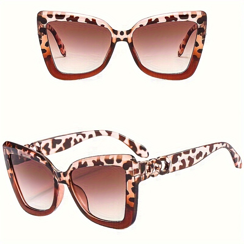 Women\'s Oversized Square Sunglasses, Fashion Shades, PAIR, Brown & Leopard Leopard Print Square Sunglasses Women Tortoise Shell Brown  main image 3