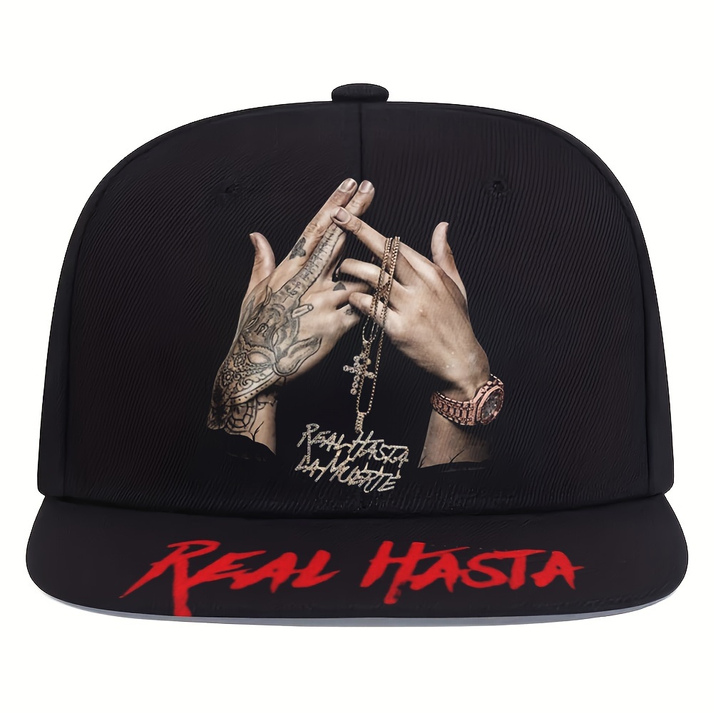 

1pc Hip Hop Gesture Print Trendy Snapback Cap, Street Fashion Sport Unisex Adjustable Baseball Hat, For Daily Wear