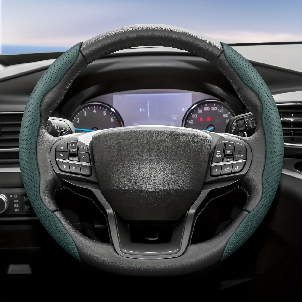 TEMU Breathable Perforated Steering Wheel Cover Suitable For Ford, Featuring A Segmented Quick-release Design, Anti-slip, Durable, And Protective.