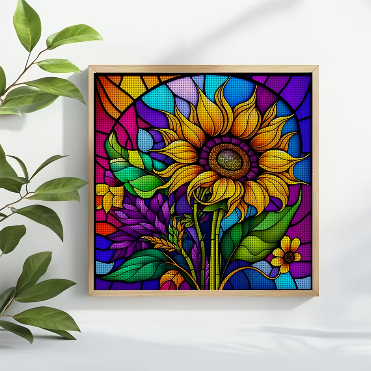 DIY Cross-Stitch Kit, Stained Glass Style Sunflower