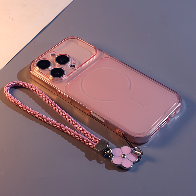 TEMU Coque de téléphone : à feuilles de luxe + Étui , transparent, souple et mat avec grande fenêtre de visualisation simple et haut de gamme pour