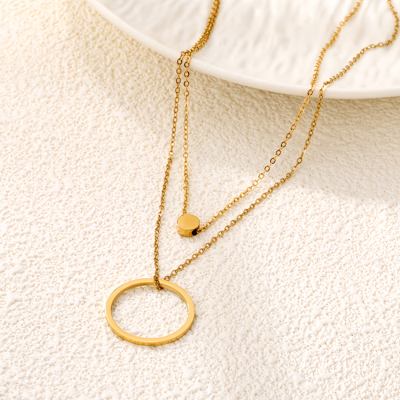 Women's 18K Golden Plated Western Hollow Circular Pendant Necklace