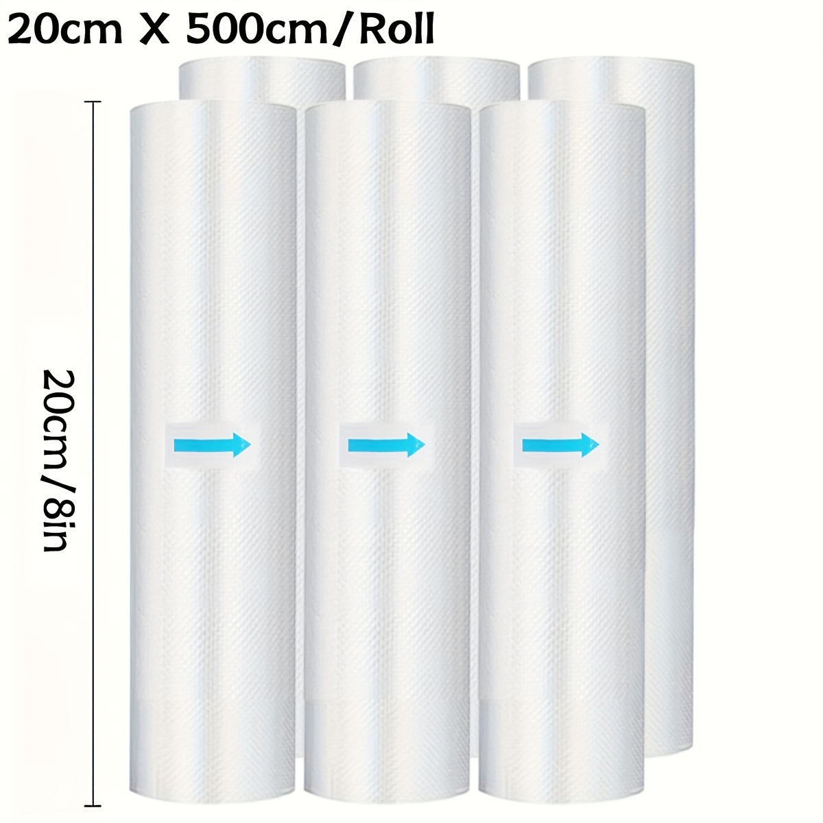 TEMU 6pcs Combination Pack Of 20 Foot Large Roll Vacuum Sealed Bags Without Bisphenol A, Co Extruded Diamond Patterned Vacuum Film Bags, Vacuum