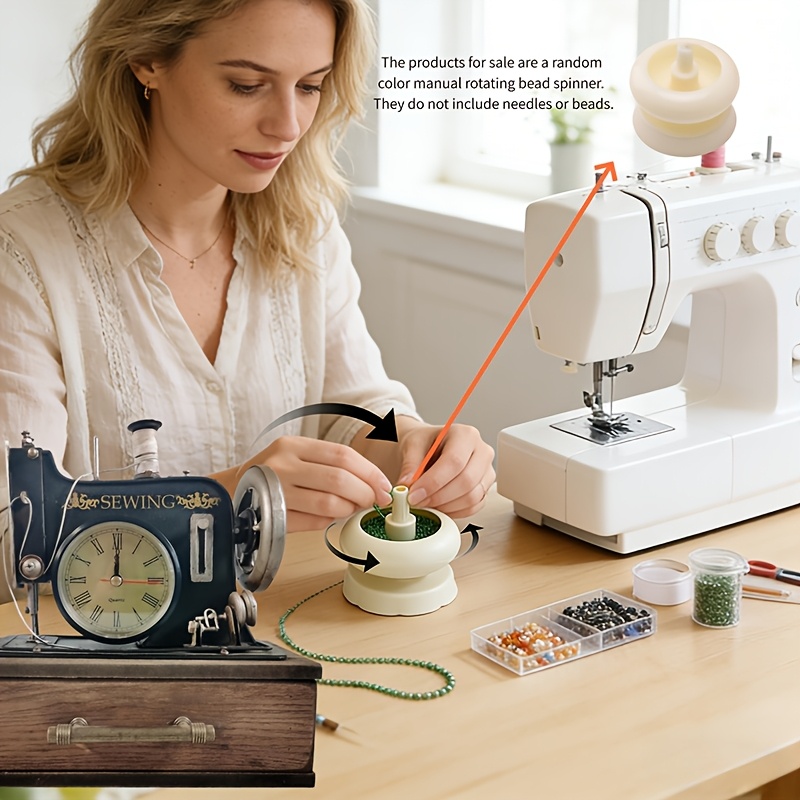 TEMU 1pc Hand Crank Rotary Bead Spinner, Random Color Spinning Bead Bowl, No Power Needed, Beading Weaving Tool, For Necklace Making, Compact And