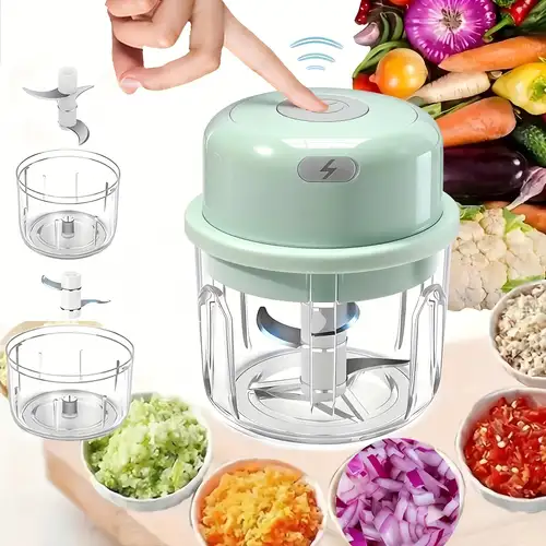 Elektrischer Zerkleinerer 451 ml, wiederaufladbare tragbare kabellose Mini-Küchenmaschine, elektrischer Knoblauchzerkleinerer, Gemüsezerkleinerer, Mixer, Mini-Küchenmaschine, Fleischwolf,