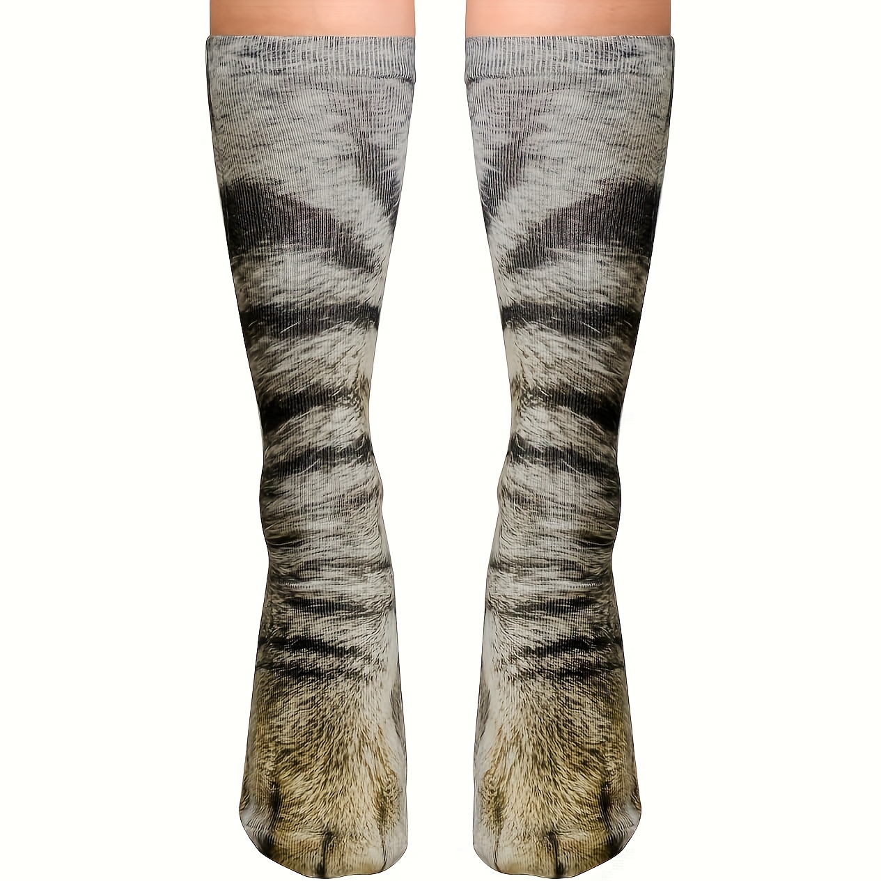 1 Pair Of Novelty Animal Paw-print Socks For Men And Women, Made Of 95% And 5% Elastic Stretch- Fabric, Machine Washable. Unique Animal-themed Foot Socks Are Perfect As A New Year's Gift For