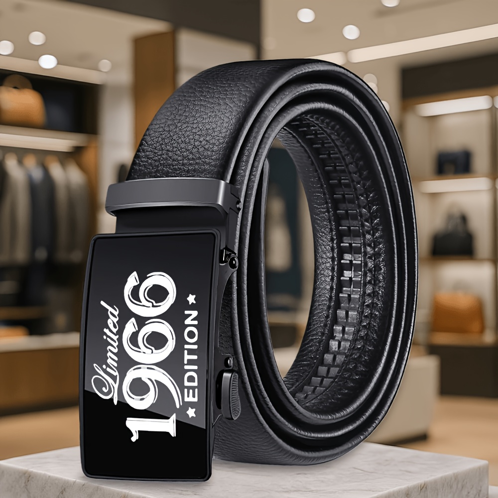 TEMU 1pc Versatile Men's Novelty Belt, Classic Retro Solid , Unisex Belt 1966 Edition Printed Design, Trendy Fashion, Exquisite , Fashionable And