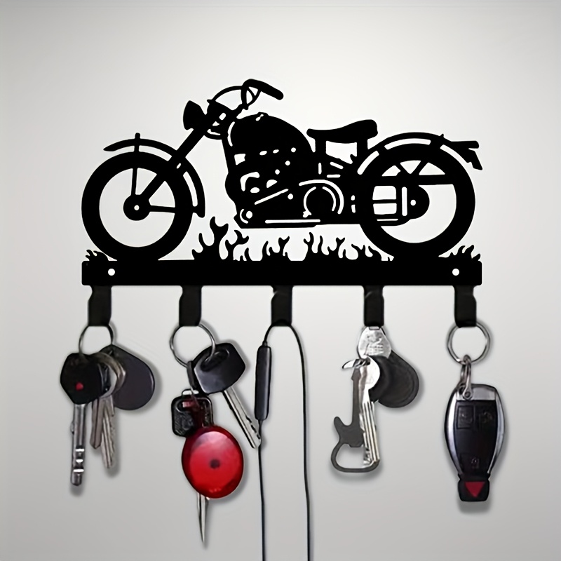 TEMU Heavy Metal Motorcycle Holder And Decorative Wall Hook- Wall-mounted Key Hook, Suitable For Motorcycle Enthusiasts, Towels, Umbrellas, Bags, -