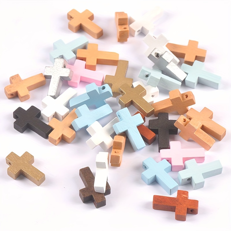 Image of 50pcs Assorted Colors Wooden Charms 2.2x1.5cm - Perfect For , Scrapbooking & Home Decor Crafts