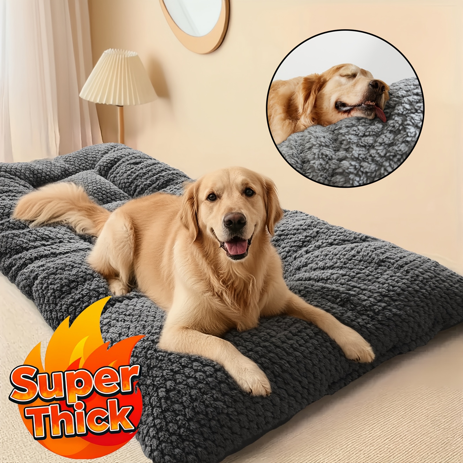 newly   plush pet bed oversize large plush   bed mattress thickened super soft polyester with headrest and raised edges rectangular design for small medium and large pets