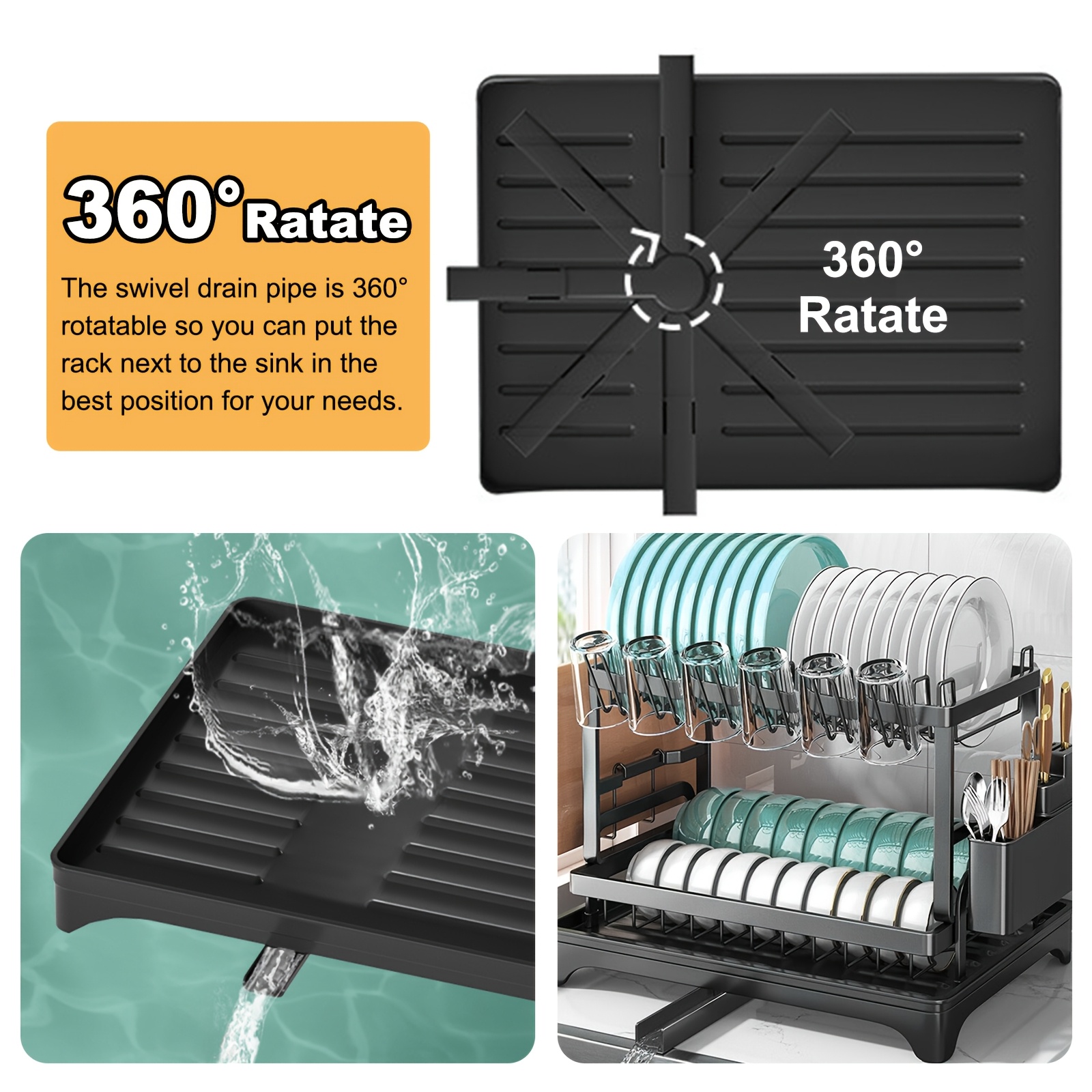   stainless steel dish drying rack dish drying rack for kitchen counter wine glass holder utensil holder dish racks for kitchen counter dish drainer black Product details 7