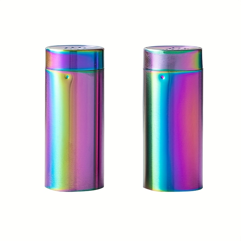 Image of Stainless Steel Colors Spice Jars - 2pcs Rustproof Screw Top Seasoning Shaker Bottle For Salt, Sugar, Pepper, Paprika