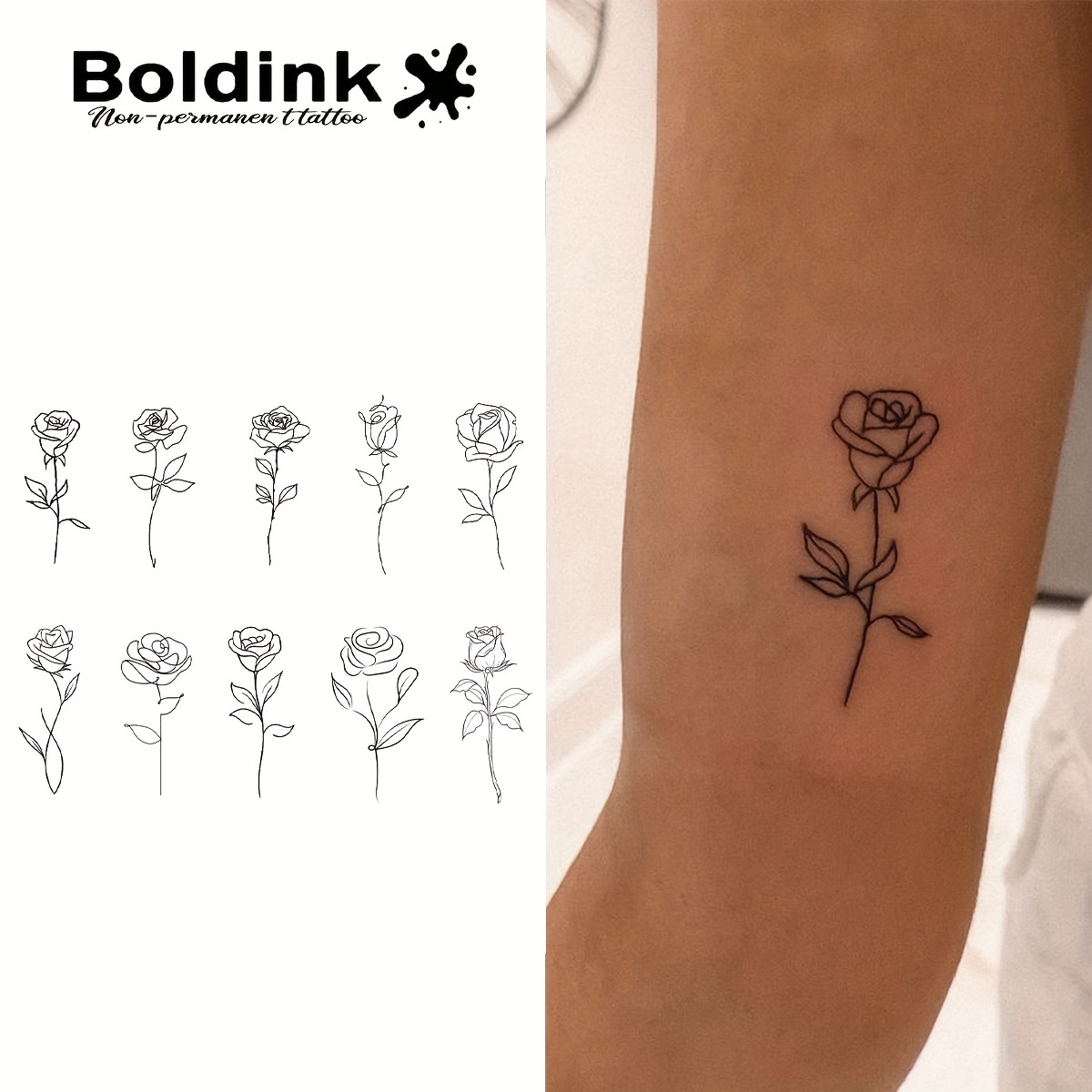 rose tattoo – Gratis frakt på varer fra Temu, image size:1200x1200