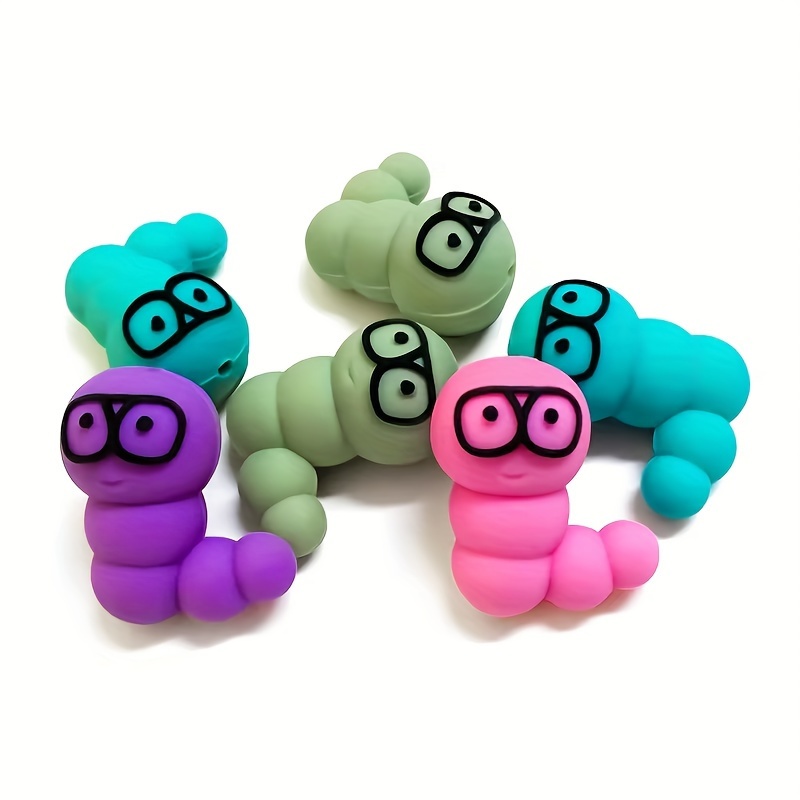 

8pcs Silicone Caterpillar Beads, Diy Creative Jewelry Making Kit, Charm Pendant For Keychains, Bracelets, Necklaces, Arts & Crafts Decorations