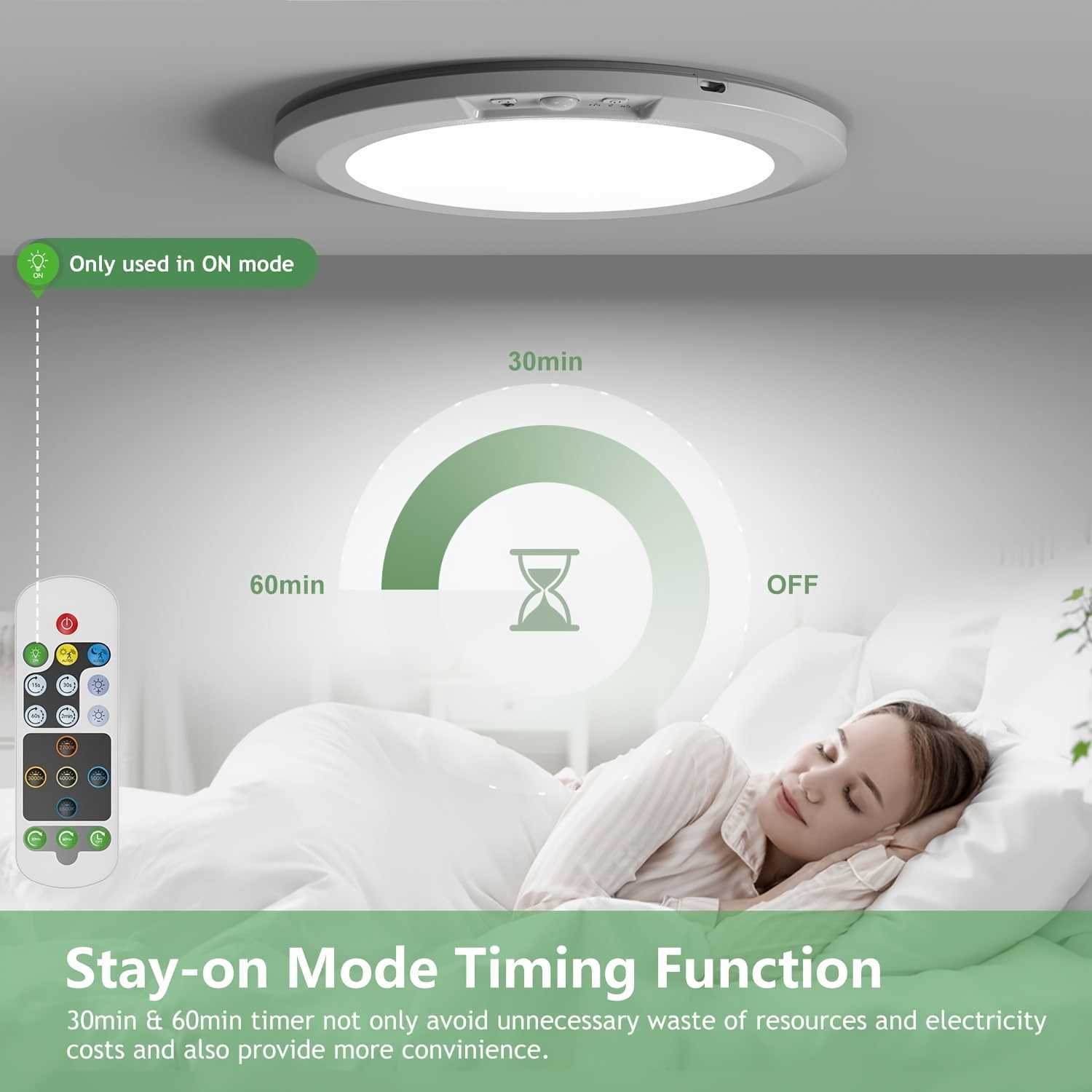 Smart LED Motion Sensor Ceiling Light with Adjustable Color Temperature