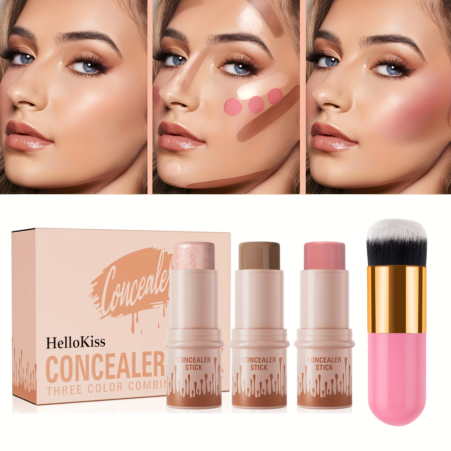Image of New Colors Multifunctional Grooming Stick Highlight Blush Stick Rouge Blush Stick, With 1pc Pink , Waterproof, Shimmer End-perfect For Dates, Holiday Gifts And New Year Valentine's Day, Carnival And