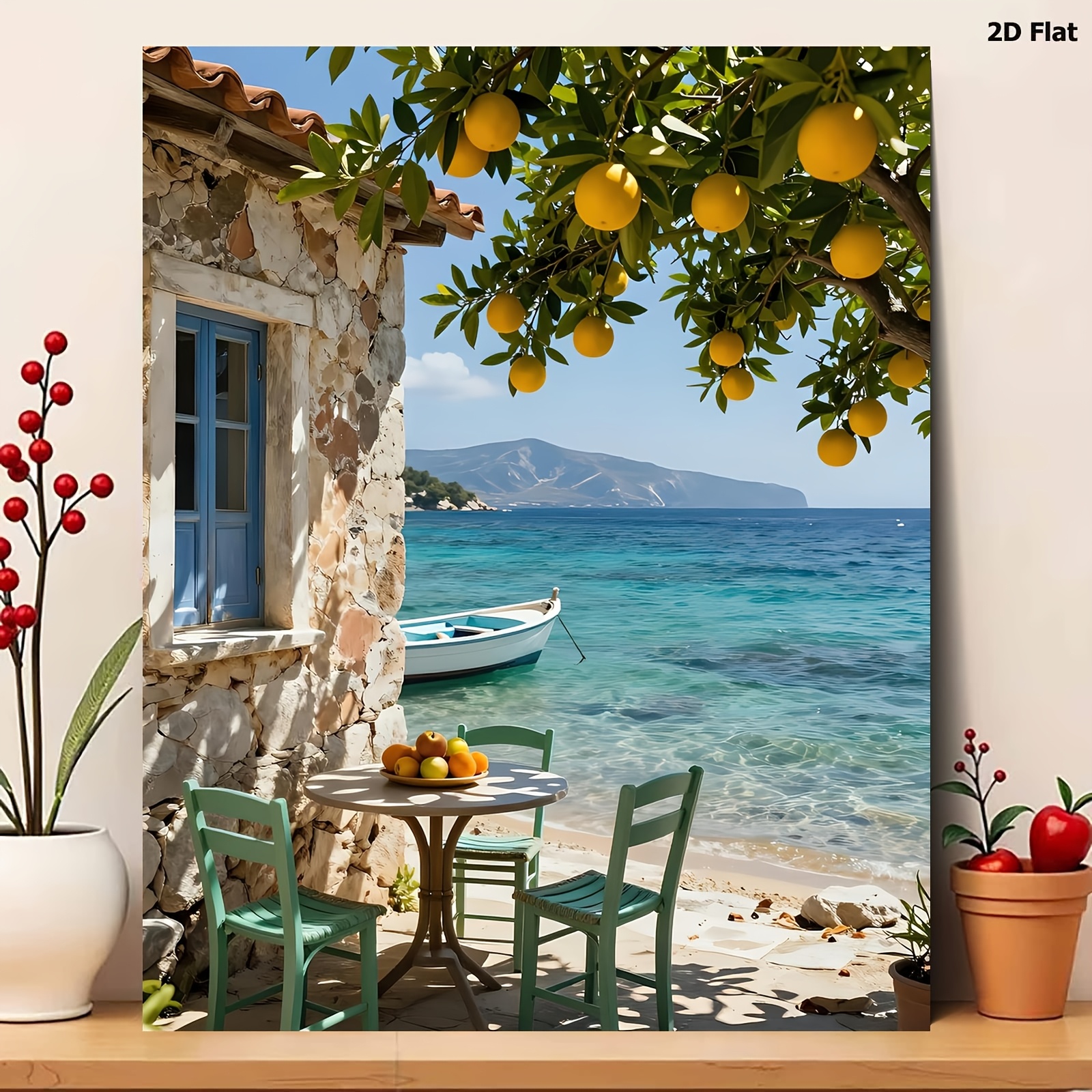Professional Art Use A 2d Flat Frameless Digital Painting Kit Featuring A Refreshing Scene Of A And Round Table By A With A