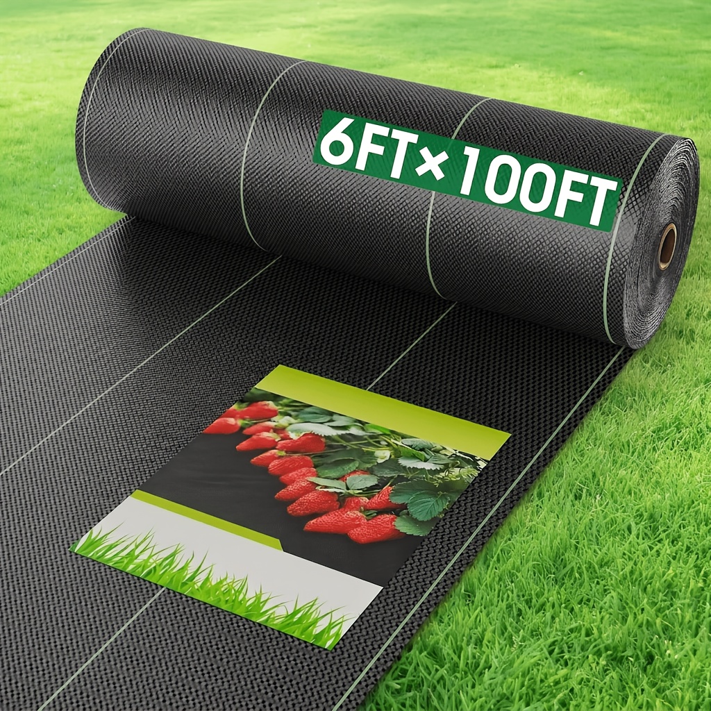 TEMU 6ftx100ft Weed Barrier Fabric Heavy Duty, Gardening Landscape Fabric Cover Mat, Durable Weed Control Fabric For Garden Bed Cover, Landscaping,
