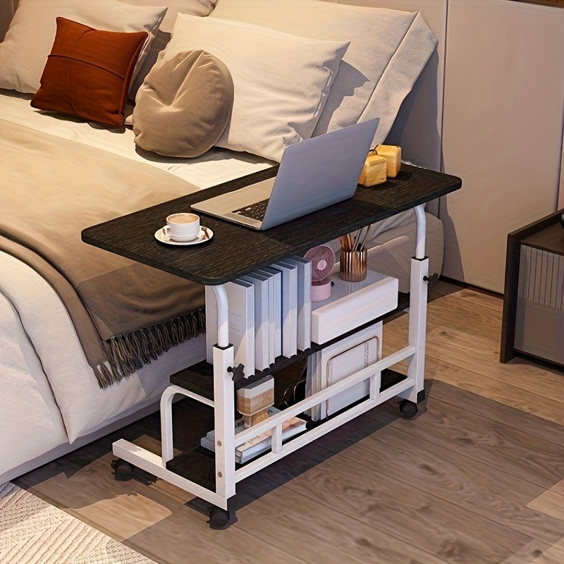 TEMU Adjustable Height , Portable Standing Table, Wheeled Mobile Table Converter, Adjustable Laptop Desk, Vintage Oak Table, Suitable For Bedrooms,