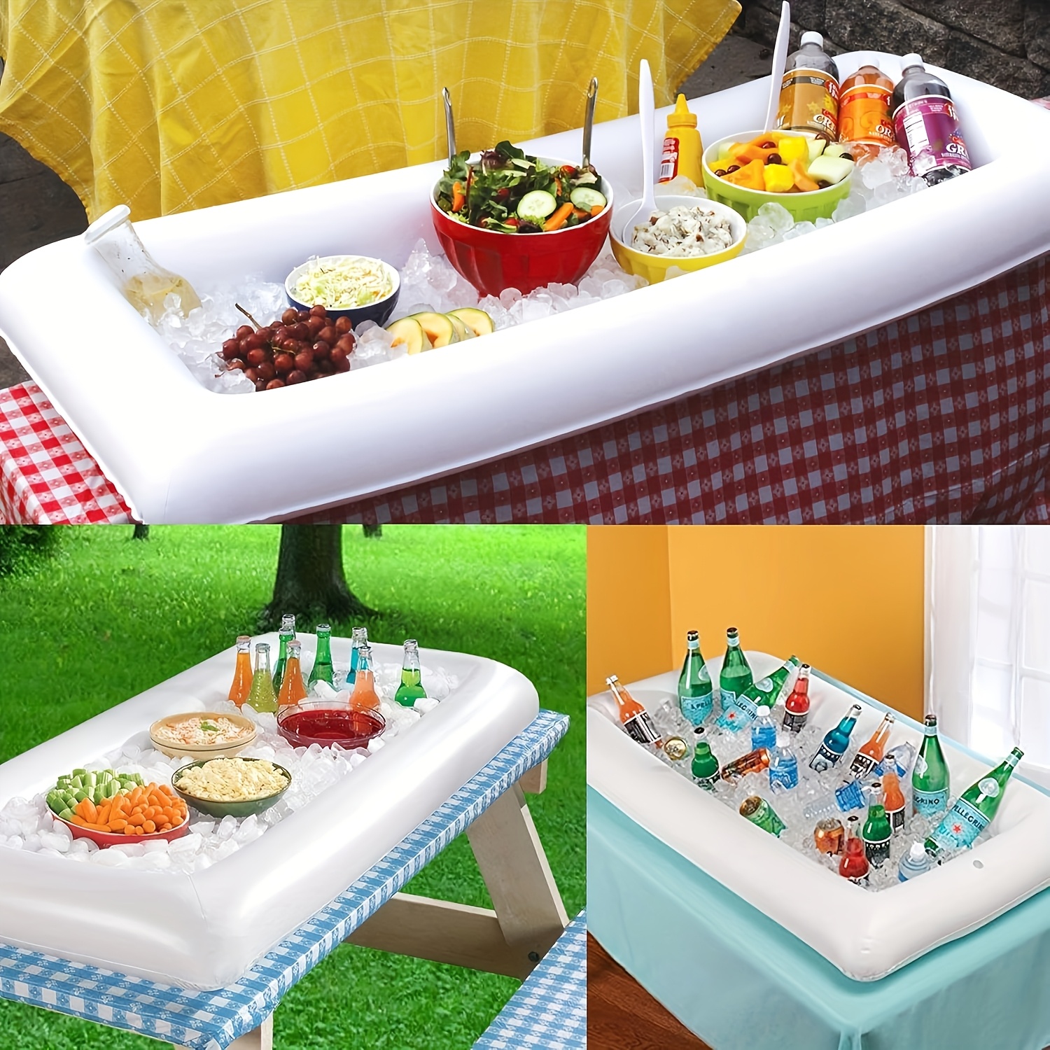 Image of 1pc Inflatable Ice Trough 130cm*12cm*60cm Pvc Material Bucket For Parties And Outdoor Picnics
