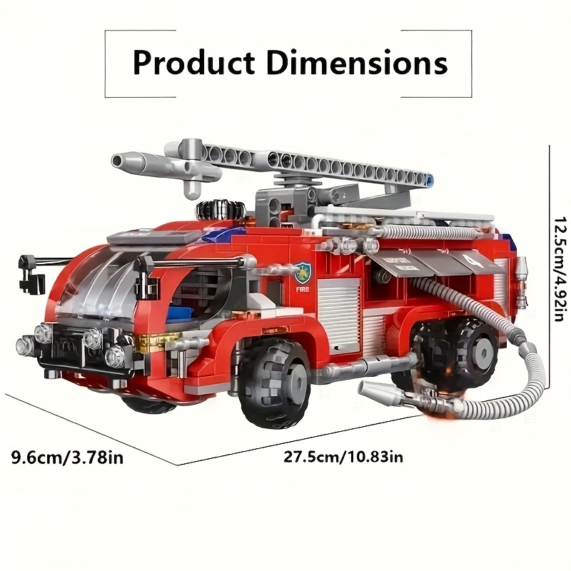 Red Fire Truck Building Block Model, Medium Difficulty