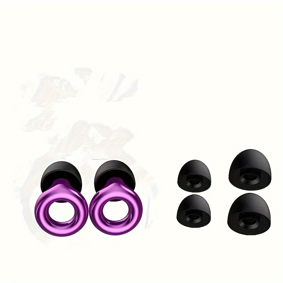 

1 Set Earplugs With Case, Comfortable Silicone Tips, Multiple Sizes, For Sleep, Swim, Travel, Concerts - Purple (includes 2 Pairs Of Ear Tips)