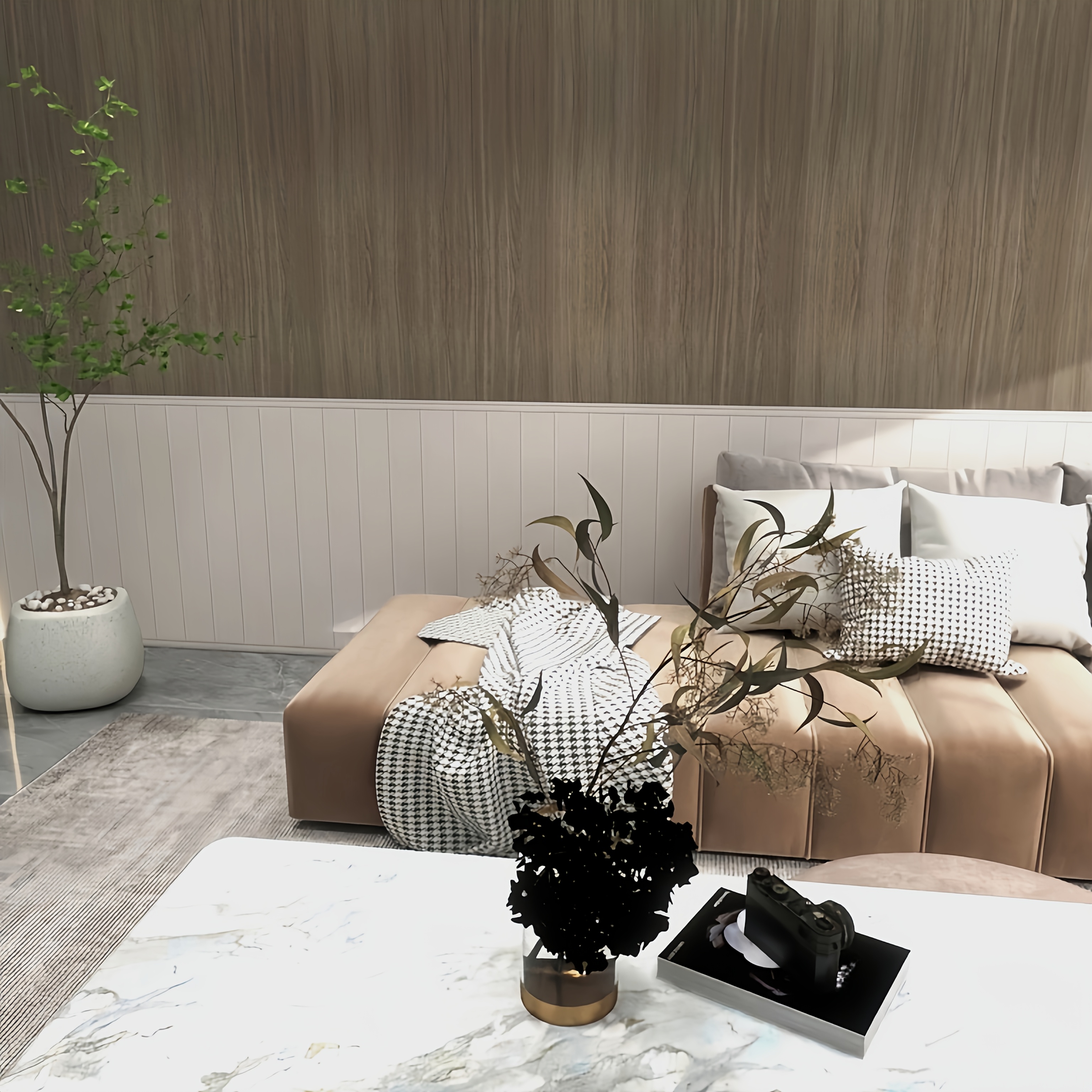 grid wooden strip pattern board skirt self Temu Bahrain - Main Image