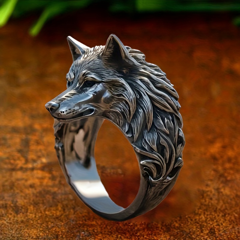 

Vintage Men's Wolf Head Ring Animal Personalized Trend Exaggerated Bully Hip Hop Ring Birthday Gift Anniversary Graduation Season Homecoming Season Christmas Y2k