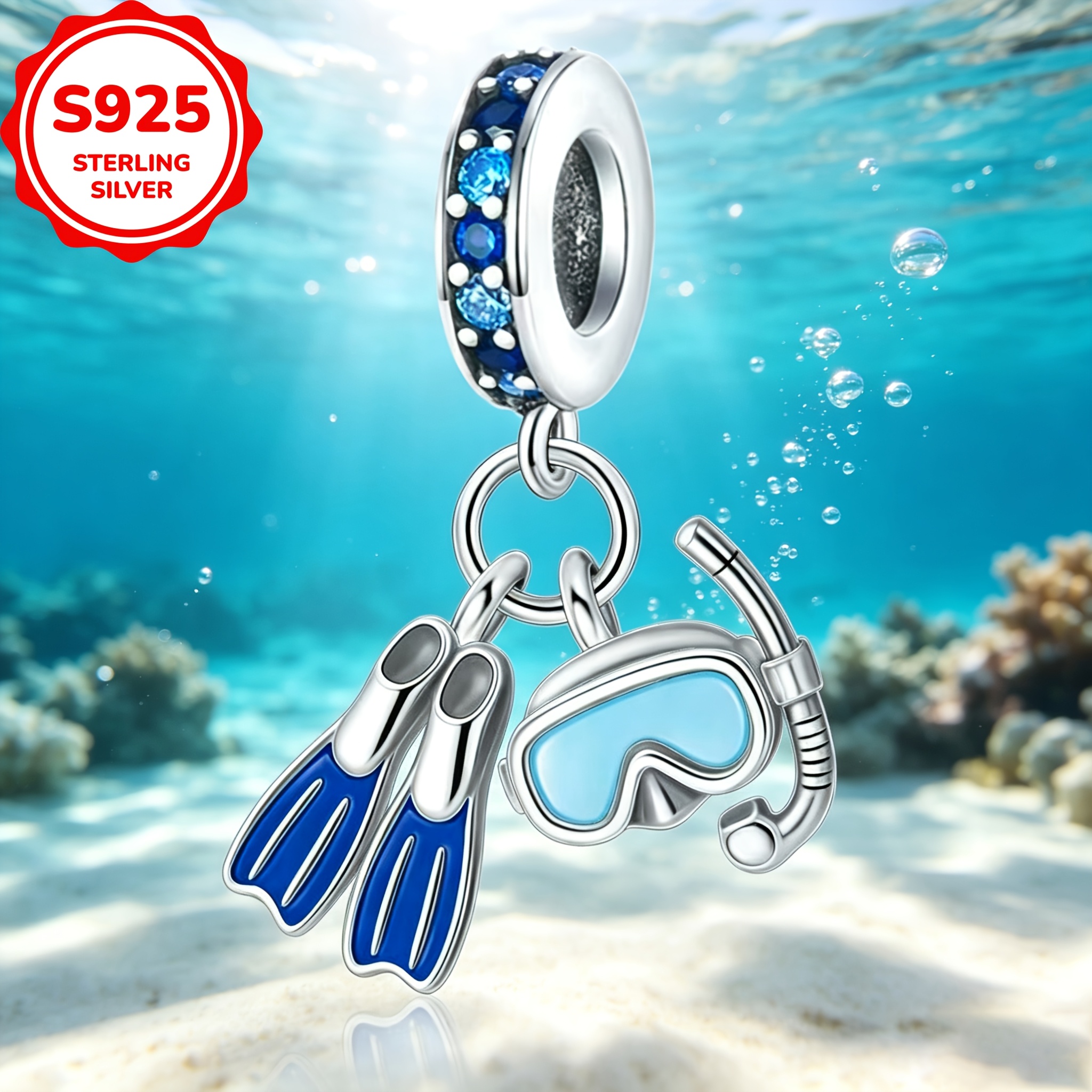 Diving Equipment Scuba Mask & Flippers Charm for Jewellery Making