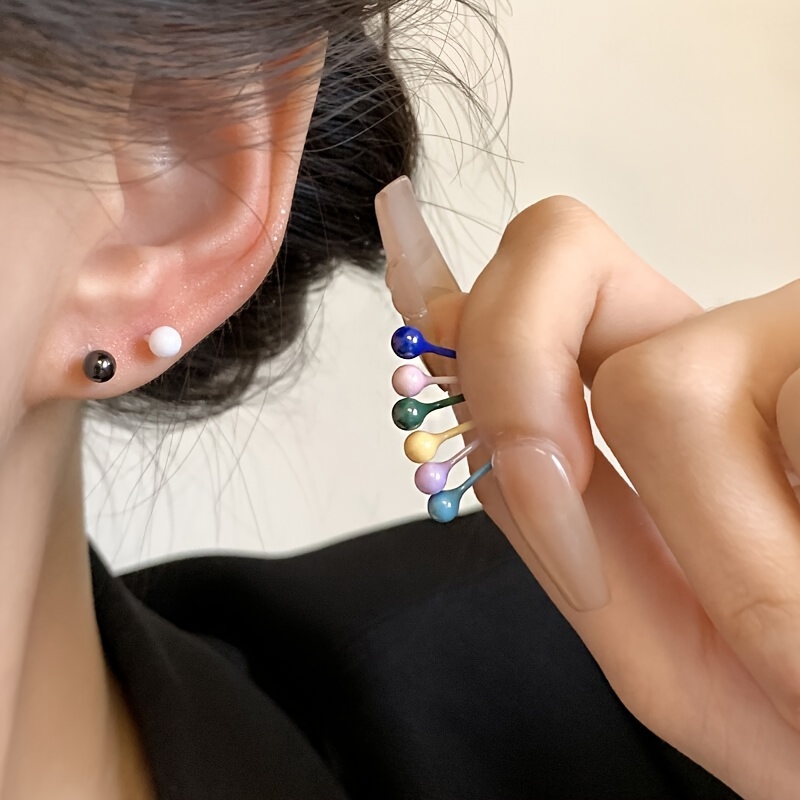 Colorful Bioceramic Ear Studs for Women, Cute & Easy Wear