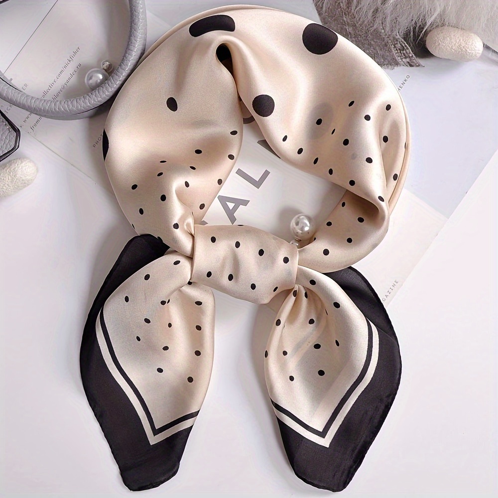 

Polka Dot Small Scarf Simple Thin Smooth Neck Scarf Elegant Style Windproof Decorative Headscarf