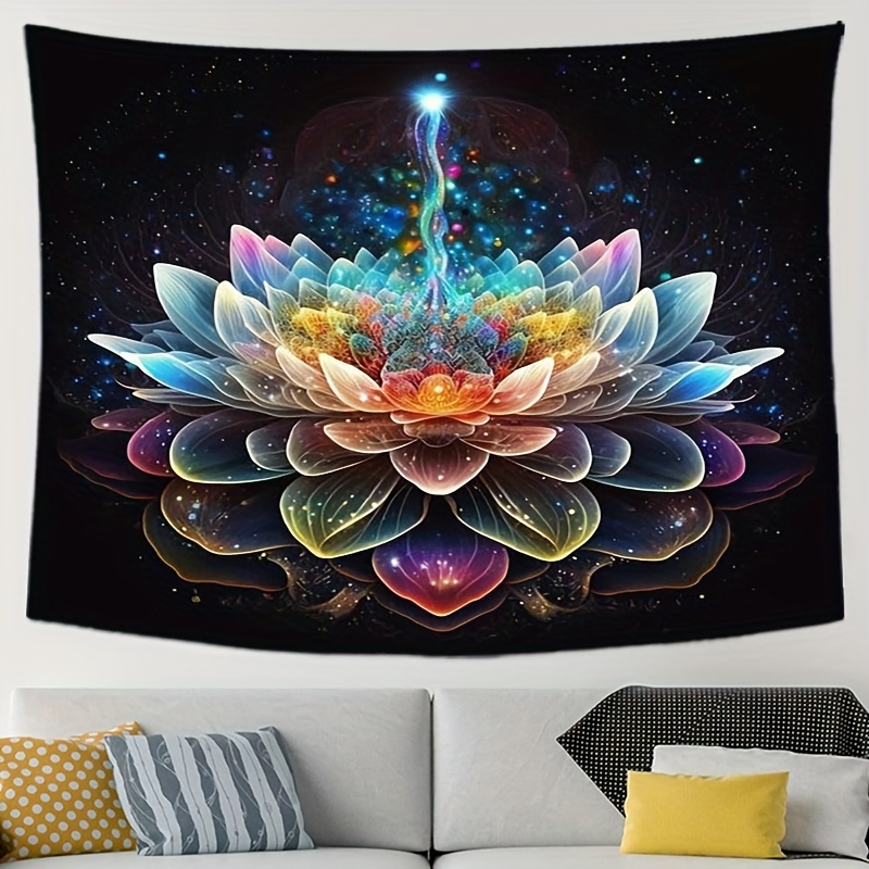 

Flower Pattern Lotus Tapestry - Fashion Theme Woven Wall Hanging For Bedroom, Indoor Decor, Peach Skin Velvet Polyester, No Electricity Needed, Easy Install