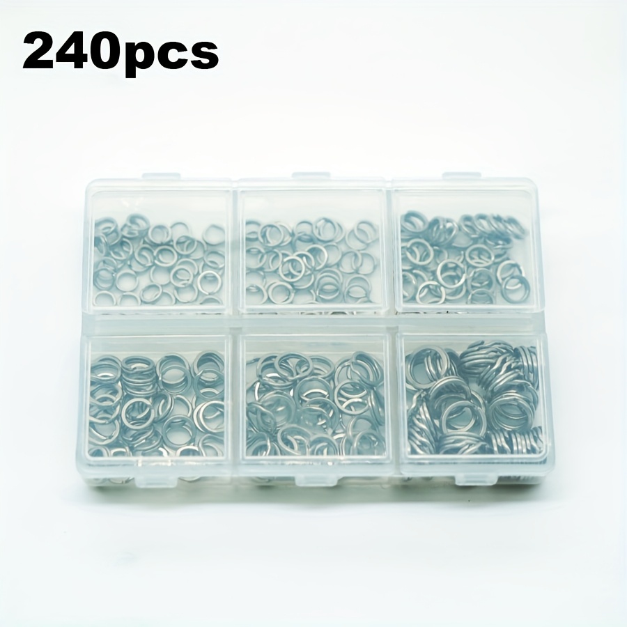 240pcs Stainless Steel Flattened Rings, O-ring Fish Bait Hook Connectors, Fishing Tackle Accessories