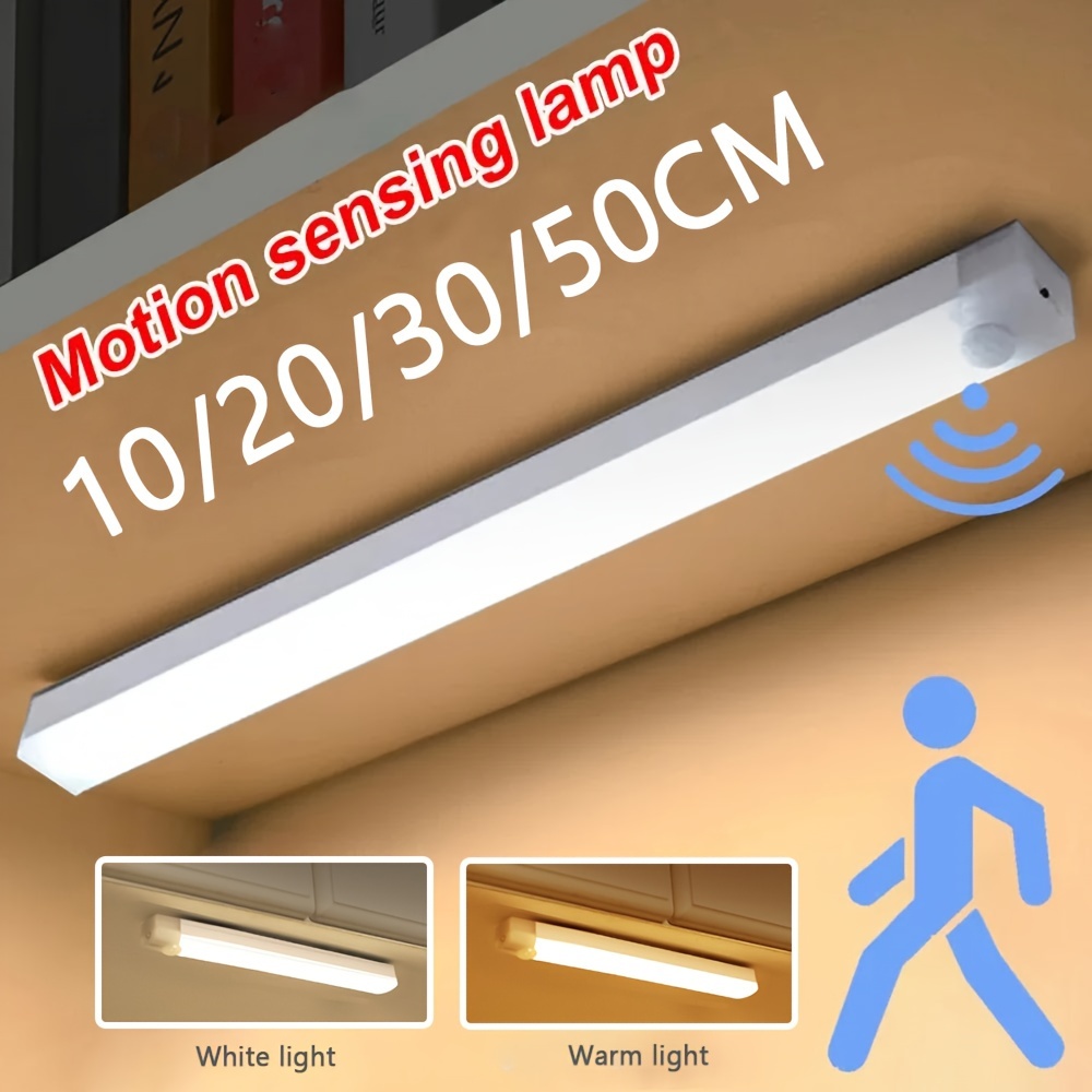 

1pc Cabinet Led Light With Motion Sensor, Wireless Cabinet Light, Usb Rechargeable Magnetic Light Bar For Kitchen Cabinet Stairs Hallway Wardrobe
