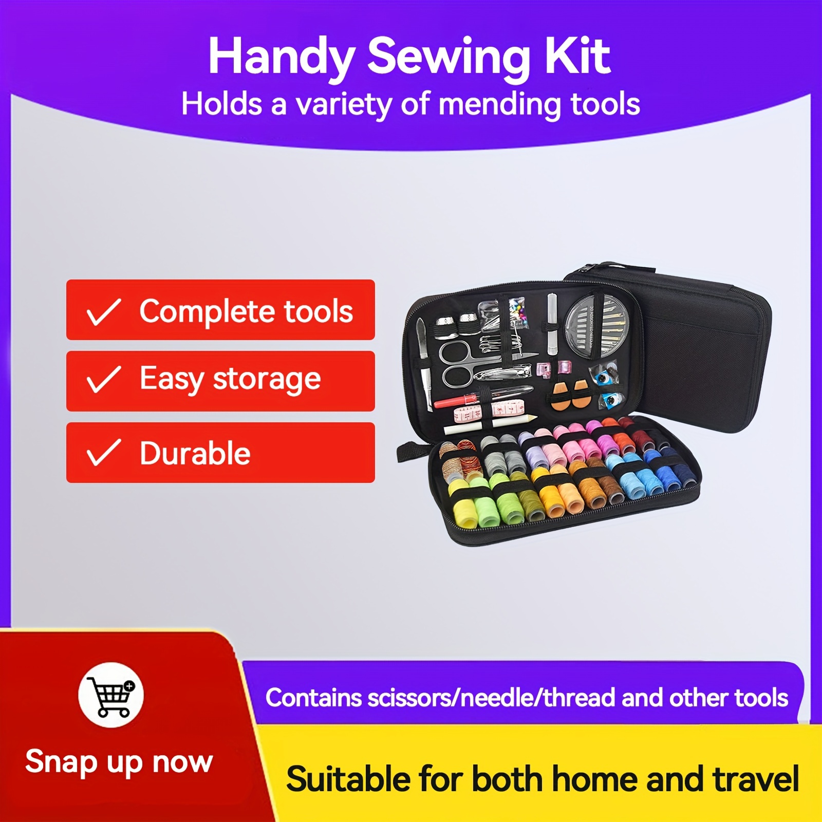 TEMU Sewing Kit, Diy Sewing Kit, Portable Sewing Kit, Sewing Box Set, Professional Sewing Kit, 97pcs Sewing Kit Needles Thread Scissors Set Portable
