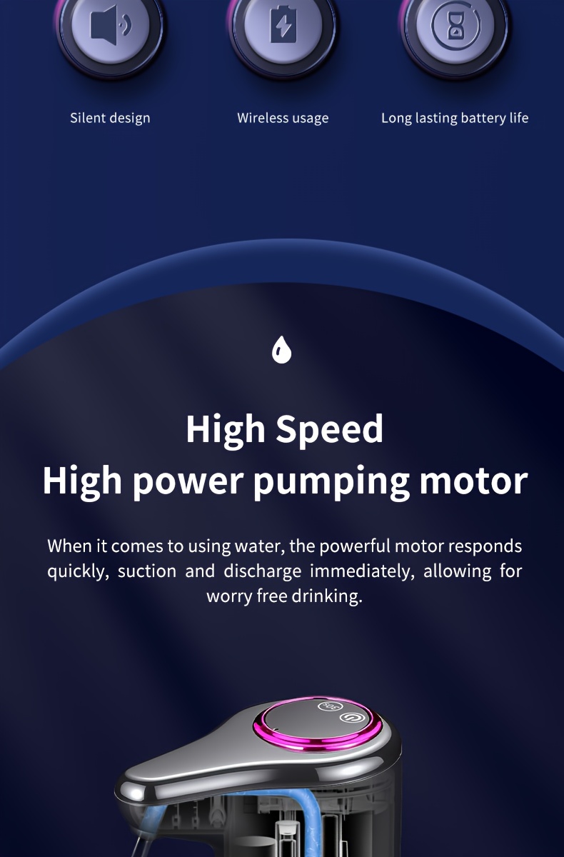 1pc water pump in bucket packaging suitable for 2 3 4 5 gallon water bottles lcd battery display portable usb rechargeable electric water pump drinking water bottle pump suitable for office camping Product details 2