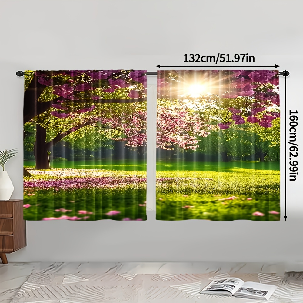 TEMU Set Of 2, Blackout Roller Blinds For Festival Featuring A And Greenery Design, Made From Durable Polyester (no Rod, No Movement, No Battery