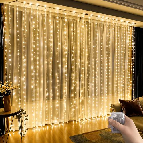 9 8x9 8 feet 300 led curtain lights for hanging on windows fairy lighting in bedrooms weddings ramadan birthday parties and holiday indoor wall decoration batteries not included