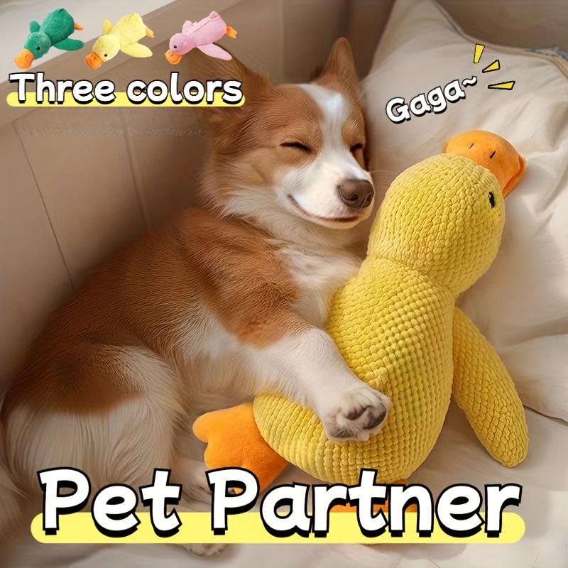 interactive yellow duck doll with squeaking sound   bite type chew resistant cat and dog chew plush toy suitable for all breeds of cat and   fun chew resistant dog toys pet supplies dog supplies dog toys dog plush toys