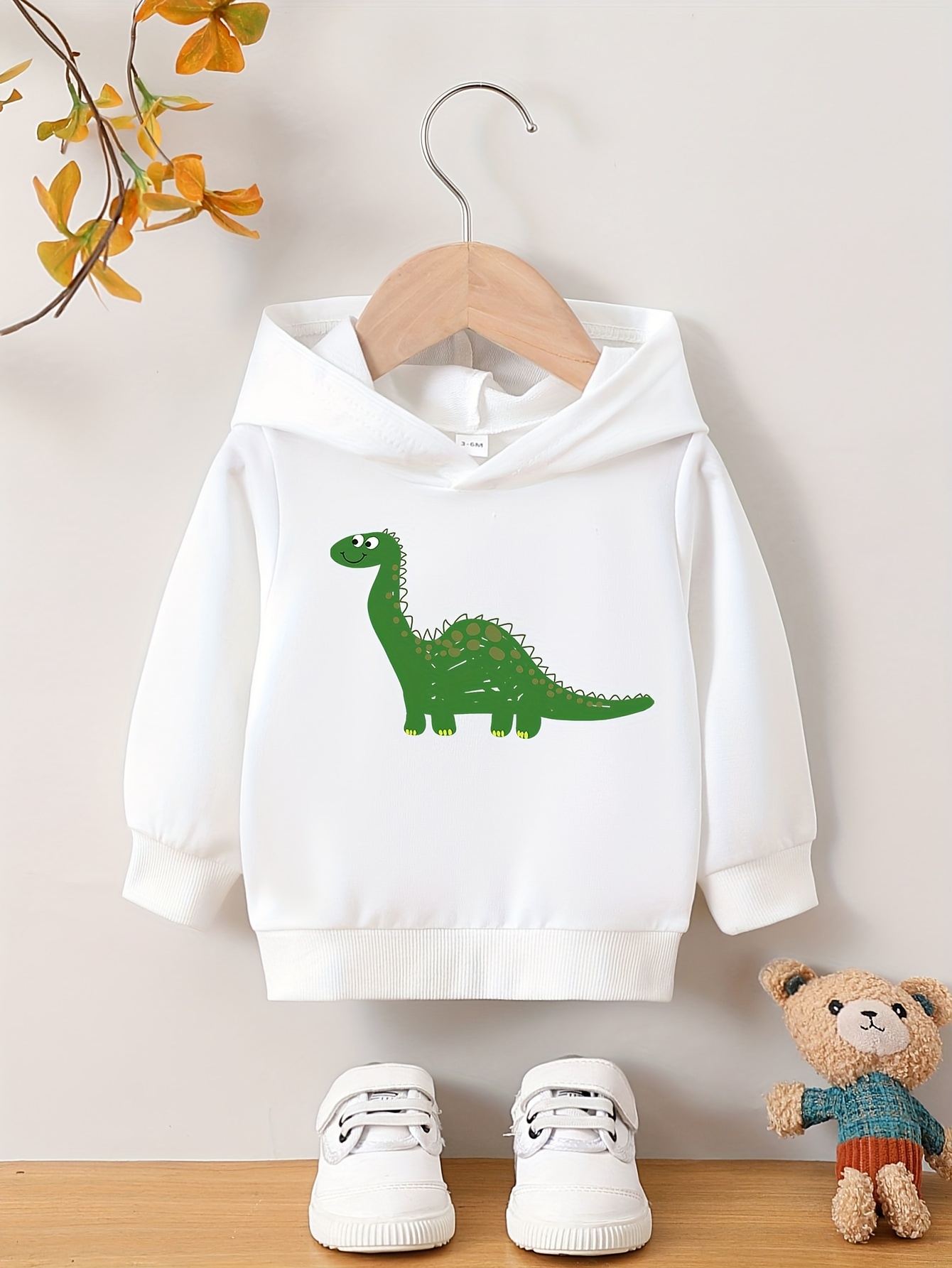 Boys' Dinosaur Cartoon Hoodie Cozy 50%cotton 50%Polyester, Long Sleeve  Pullover for Fall/ Spring