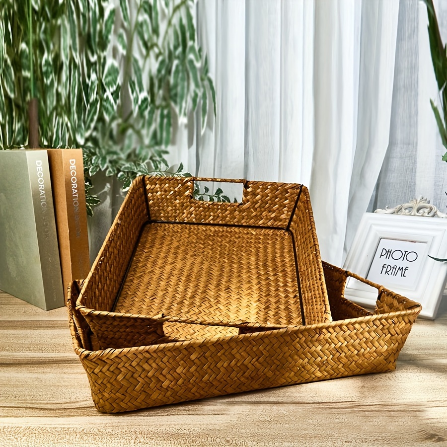 

Decorative Seagrass Storage Basket With Window View - Perfect For Home Or Kitchen Organization