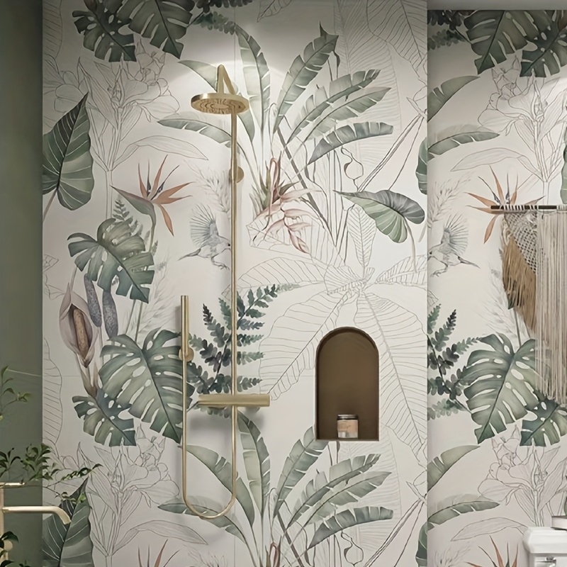 flower and bird wallpaper self   toilet bathroom bedroom   waterproof kitchen partition wall sticker wallpaper