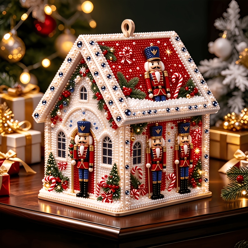TEMU Ensemble de présentoir de bureau Maison 3D, Art de mosaïque de perles, Décoration d'intérieur, Convient pour Halloween et Noël, Arrangement