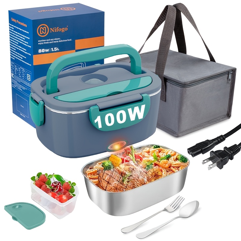 TEMU 1.5l Heated Electric Lunch Box, Adult Lunch Lunch Box, Suitable For Lunch Box, Used For Car/truck Food Warmer, With Insulated Pouch